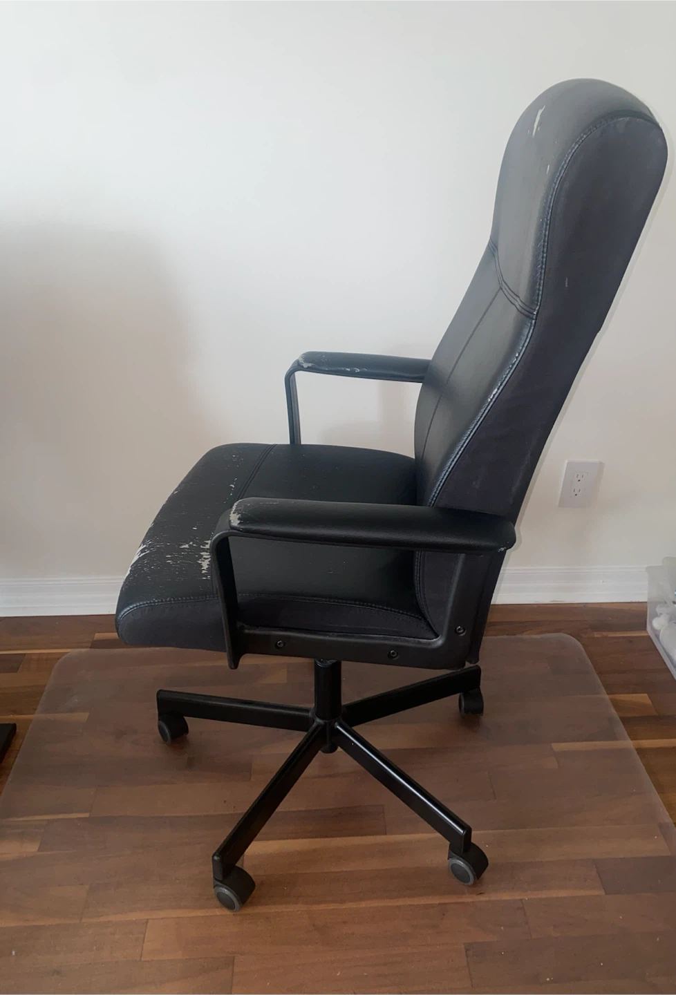 Worn Faux Leather Black Office Chair - photo 4
