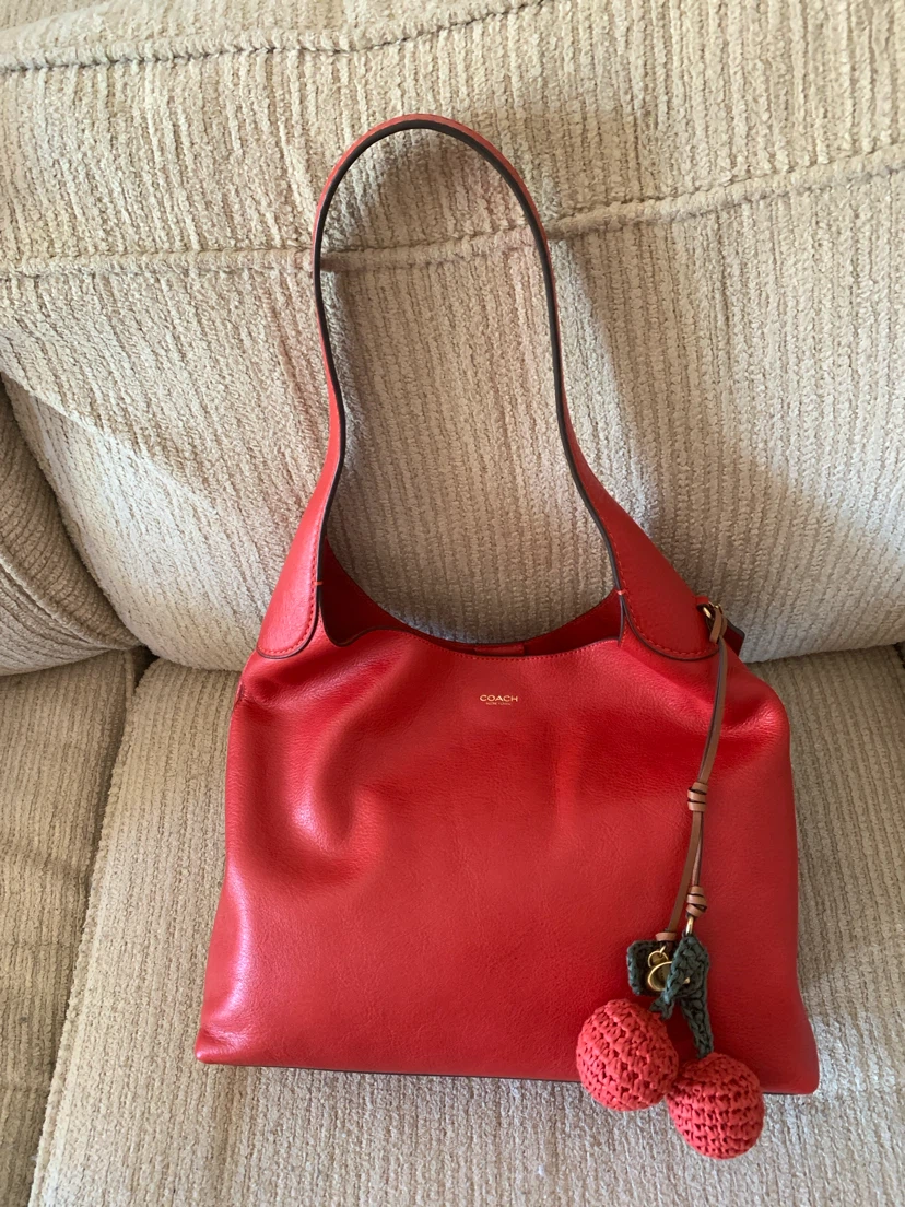 Red Coach Leather Hobo Bag