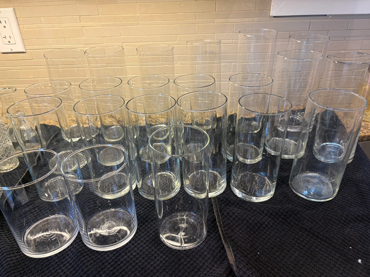 Set of 23 Clear Glass Cylinder Vases - photo 2
