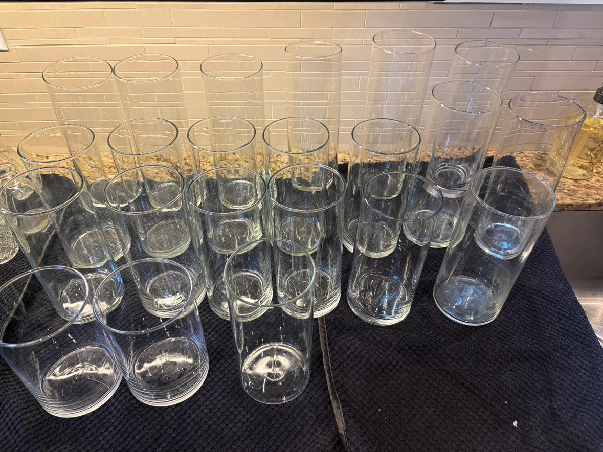 Set of 23 Clear Glass Cylinder Vases - photo 3