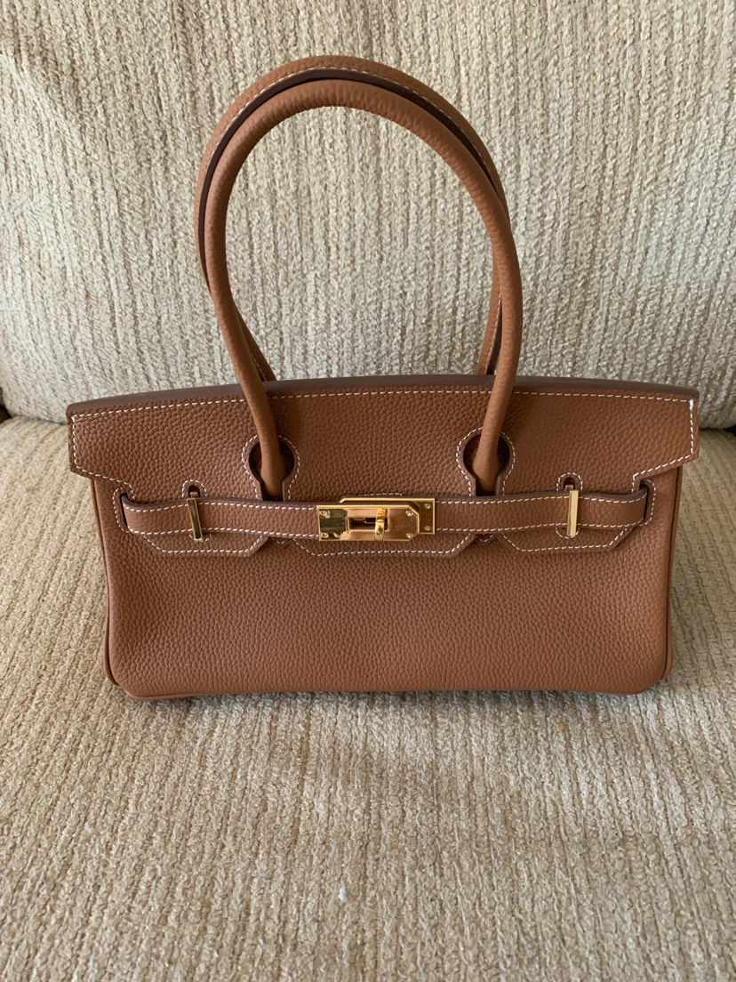 Tan Pebble Grain Leather Handbag