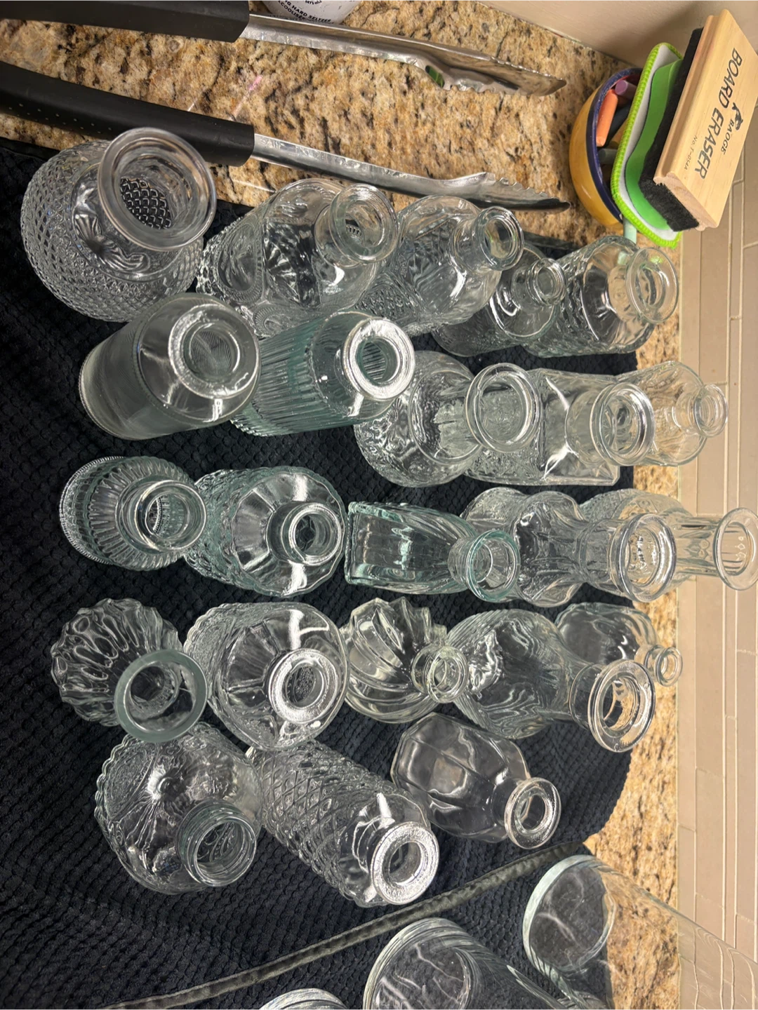 Set of 23 Clear Mini Bud Vases