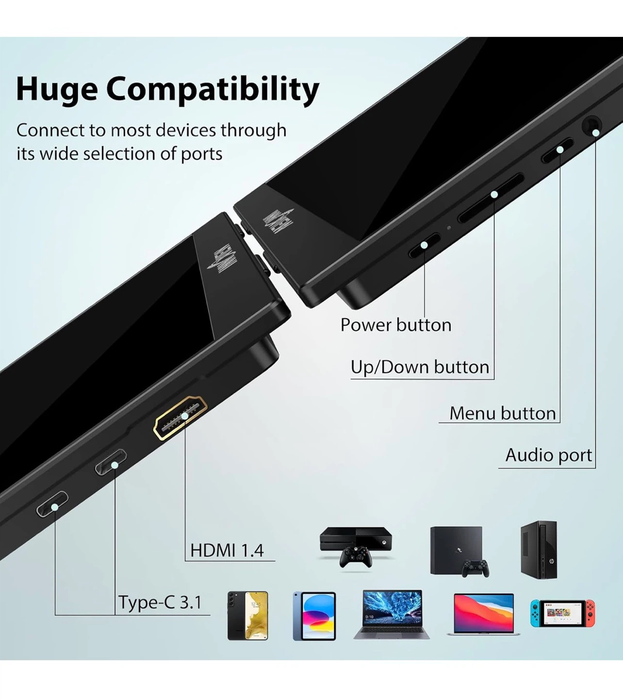 InnoView 18.5 inch 100HZ 120% sRGB, 1080P FHD Portable Monitor - photo 3