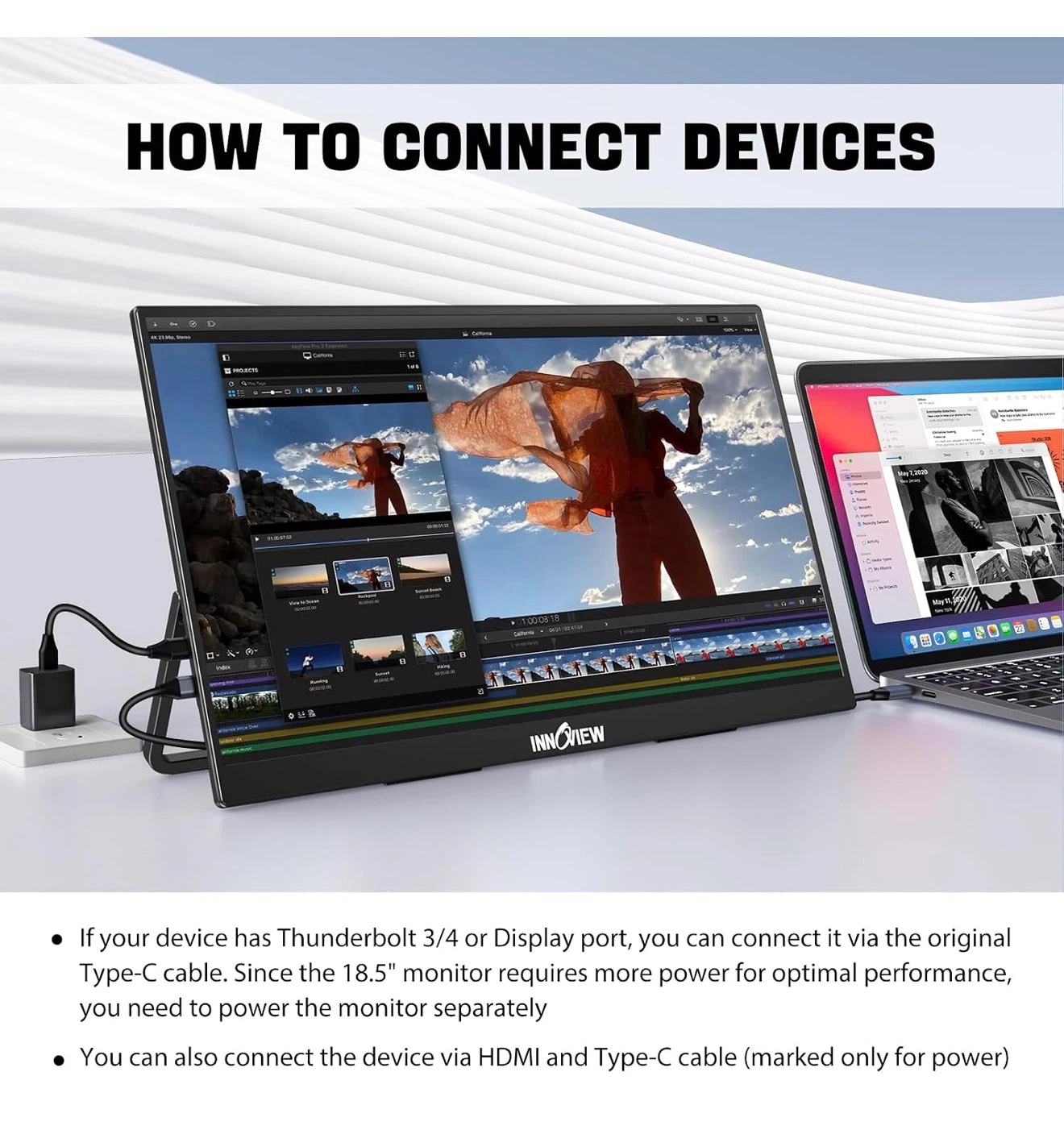 InnoView 18.5 inch 100HZ 120% sRGB, 1080P FHD Portable Monitor - photo 4