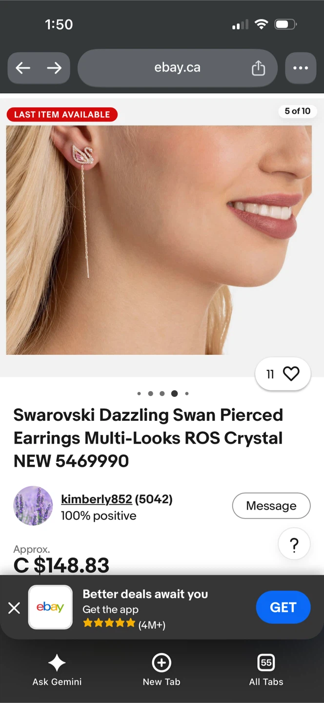 Swarovski Dazzling Swan Pierced Earrings - photo 2