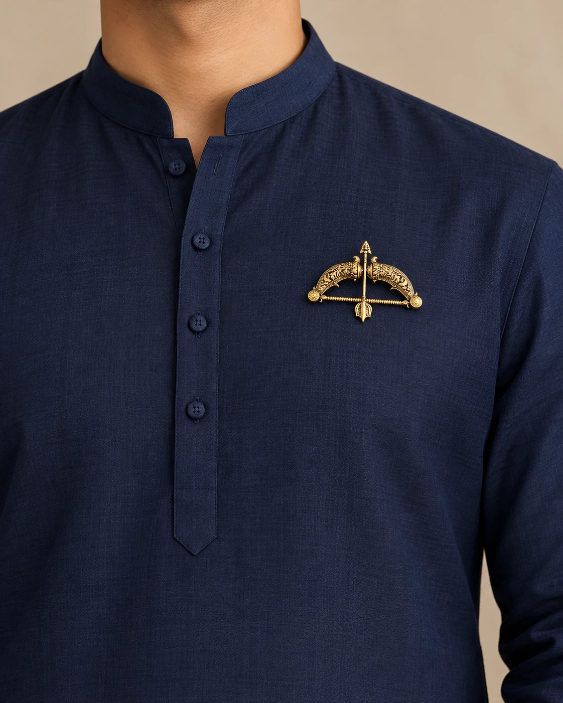 Lord Rama Bow & Arrow Brooch – Antique Gold | Diwali Special