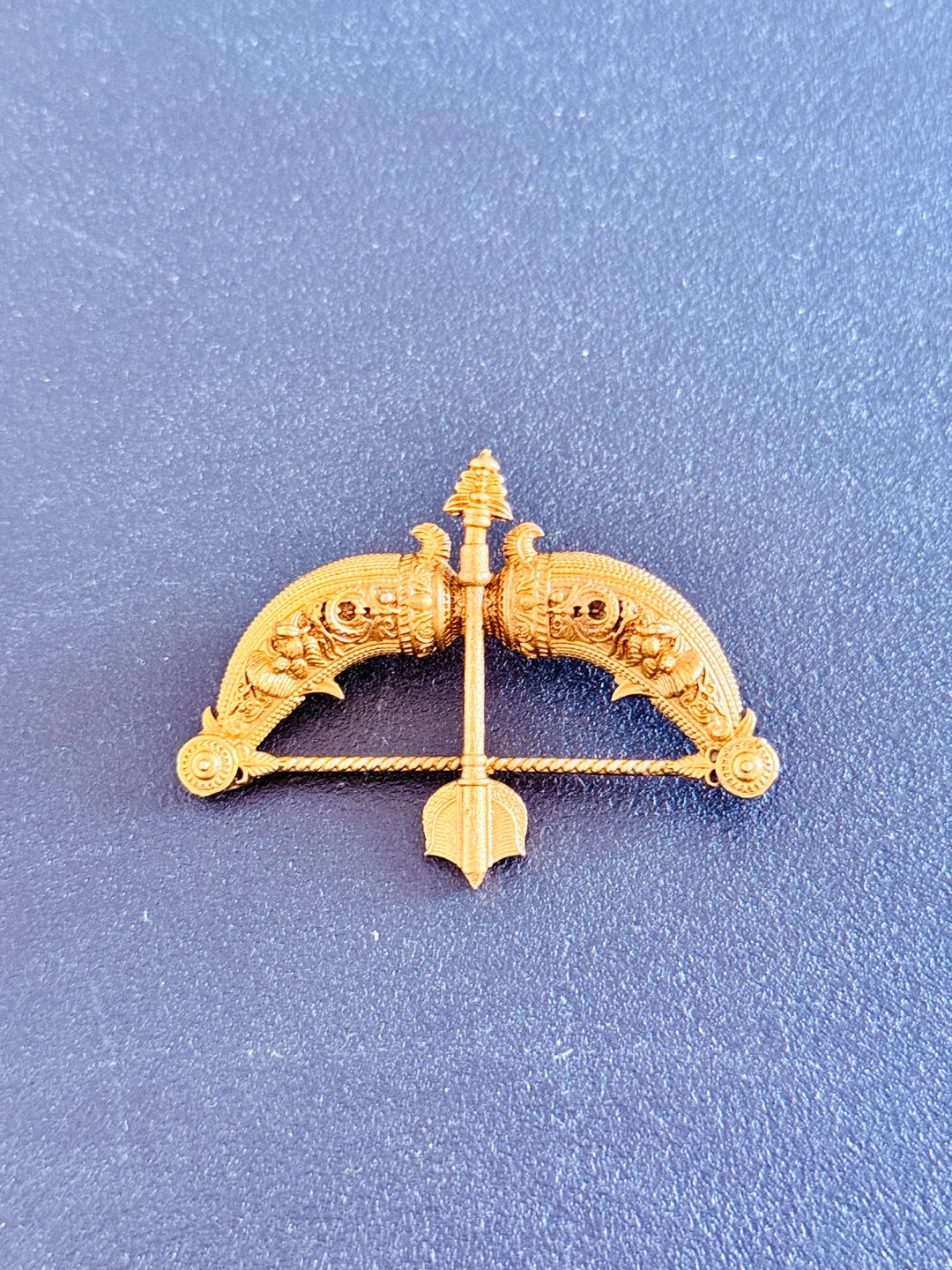 Lord Rama Bow & Arrow Brooch – Antique Gold | Diwali Special - photo 2