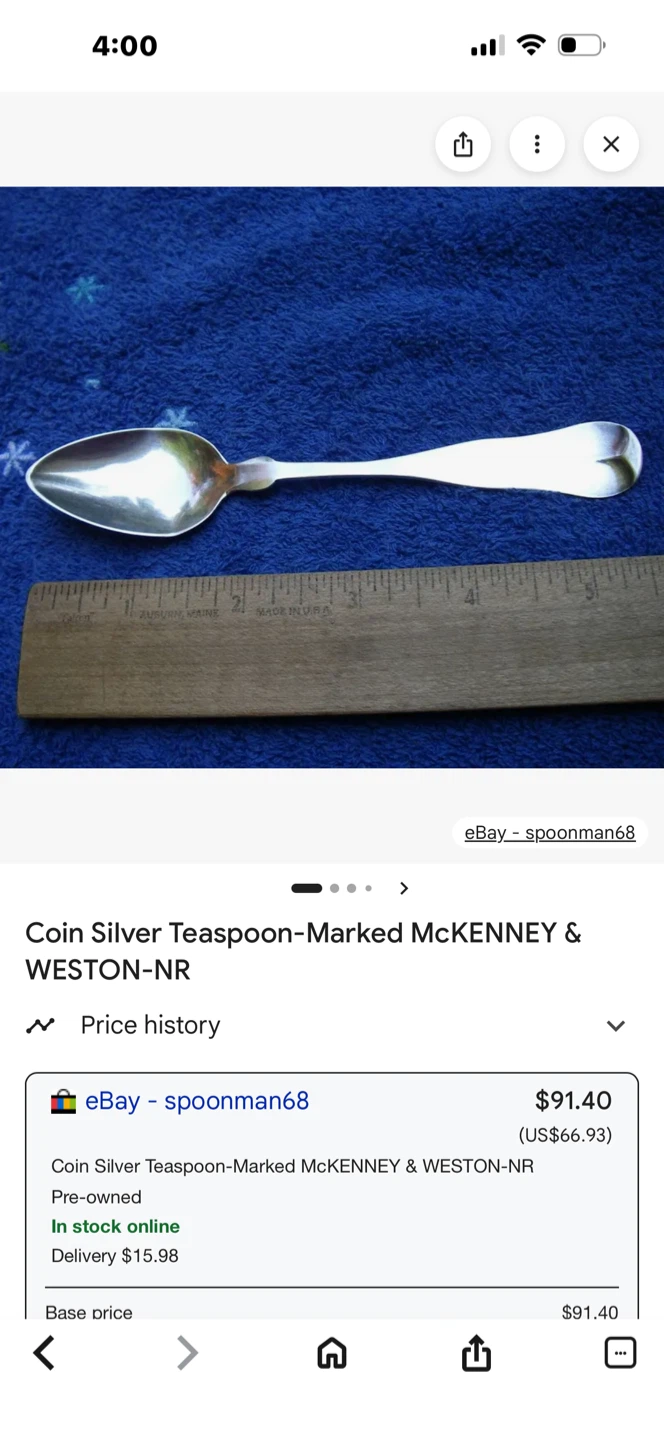 McKenney & Weston Coin Silver Teaspoon - photo 2