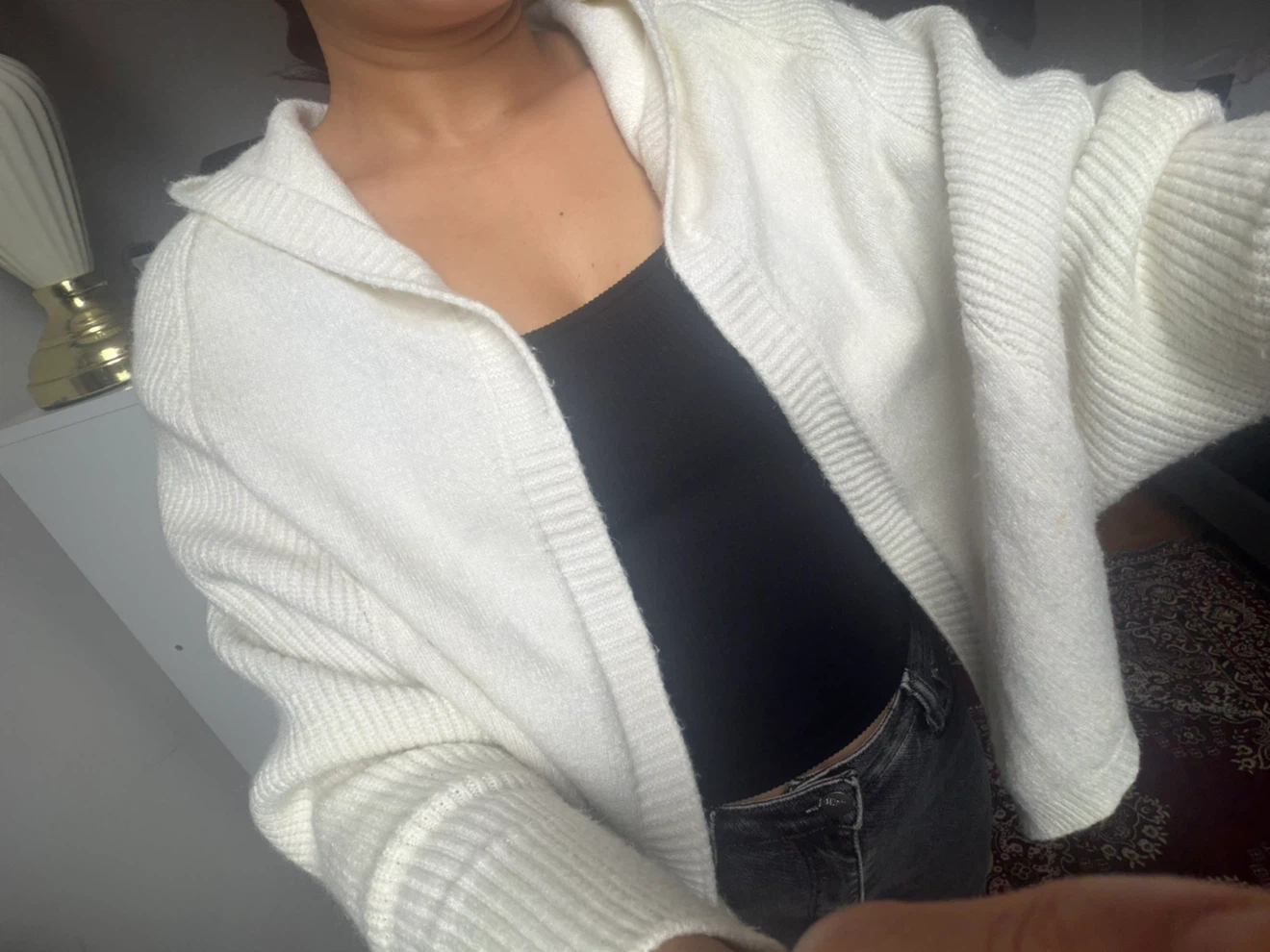 Cream Ribbed Knit Hooded Cardigan - photo 4