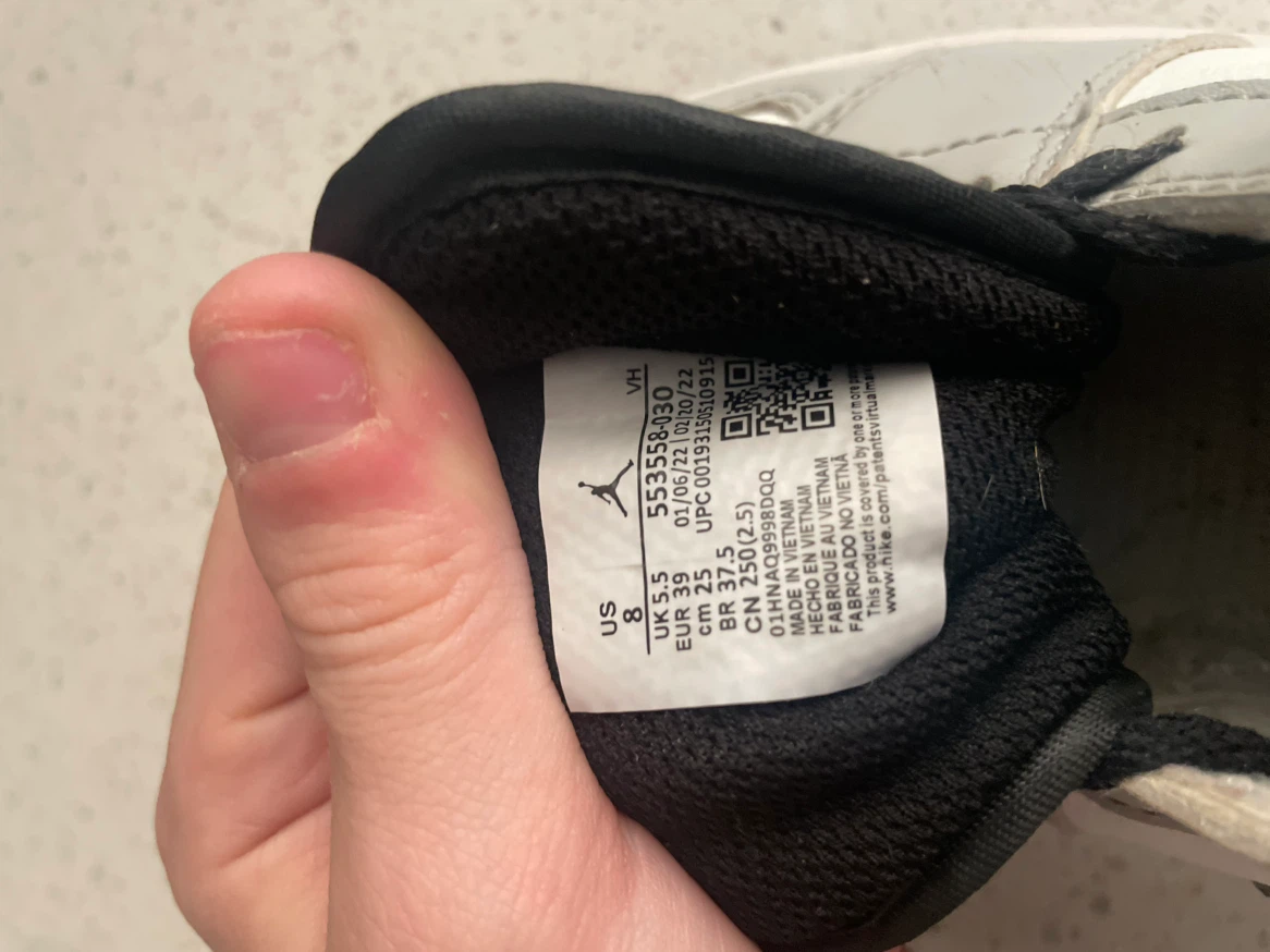 Air Jordan 1 Low Sneakers Grey White Black - photo 5