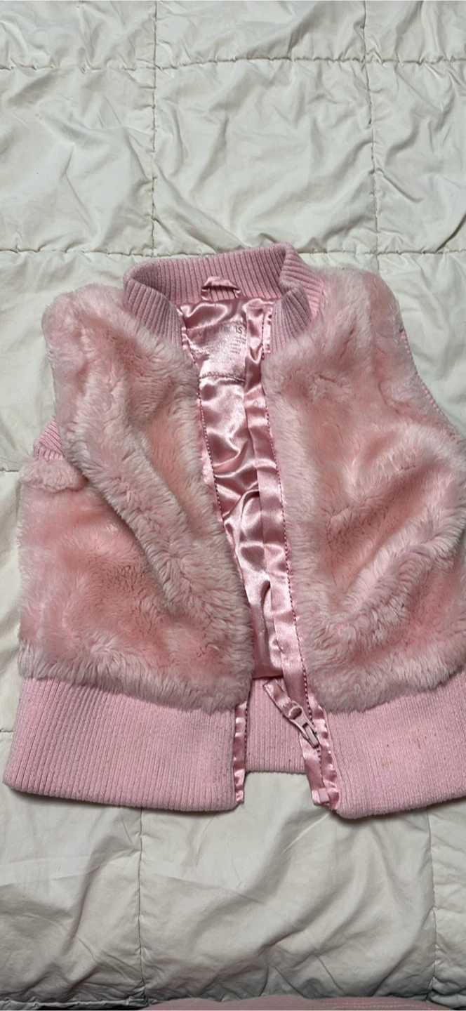 Girls Pink Faux Fur Vest