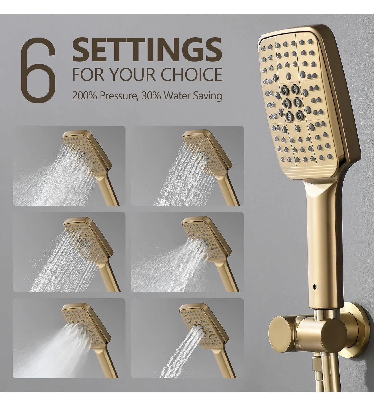 Brushed Gold Rainfall Shower Faucet Set 12 inches Shower System - photo 3