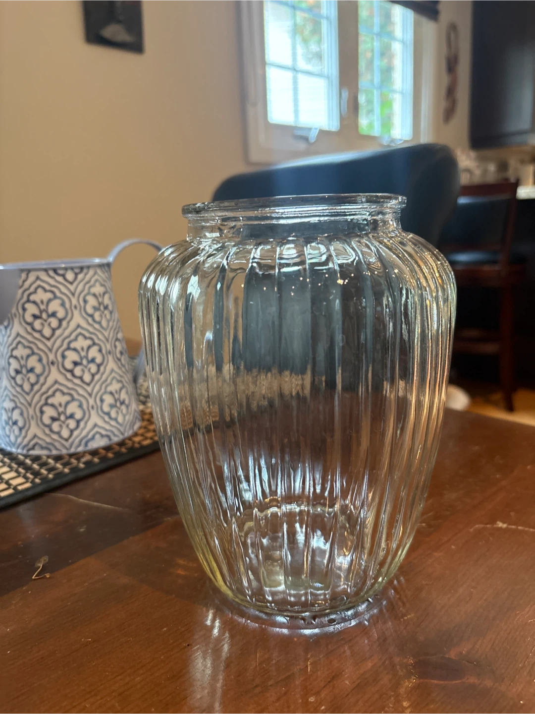 Clear Ribbed Glass Vase