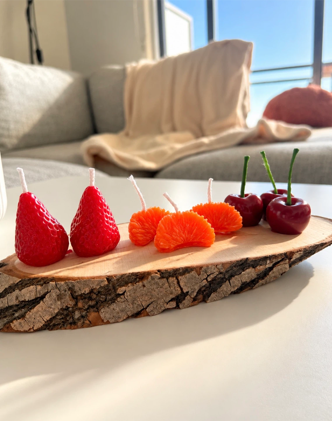 Fruit-shaped soy candles