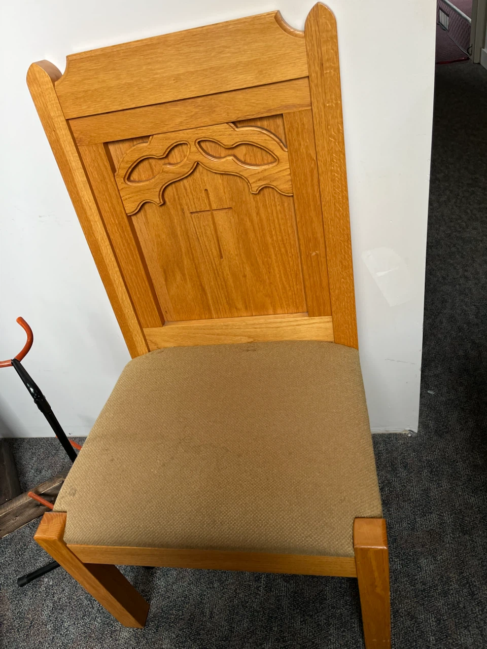 A pair of Solid Oak huge Wooden Church Chair