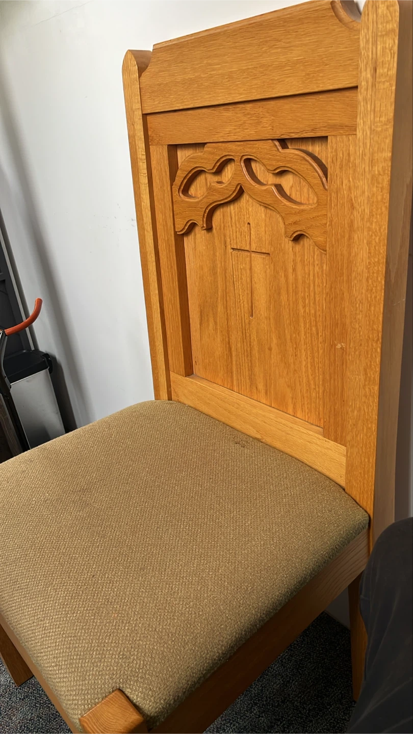 A pair of Solid Oak huge Wooden Church Chair - photo 2