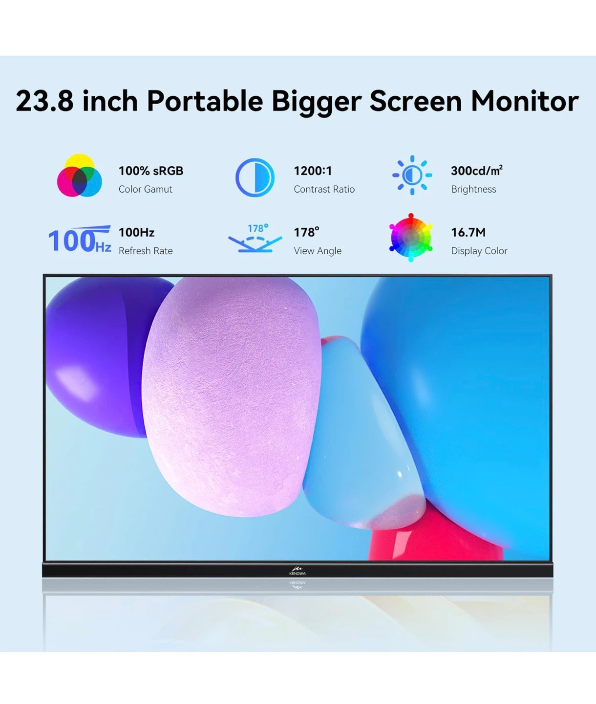 Kenowa 23.8" Large Portable Monitor 100Hz IPS FHD 1080P - photo 4