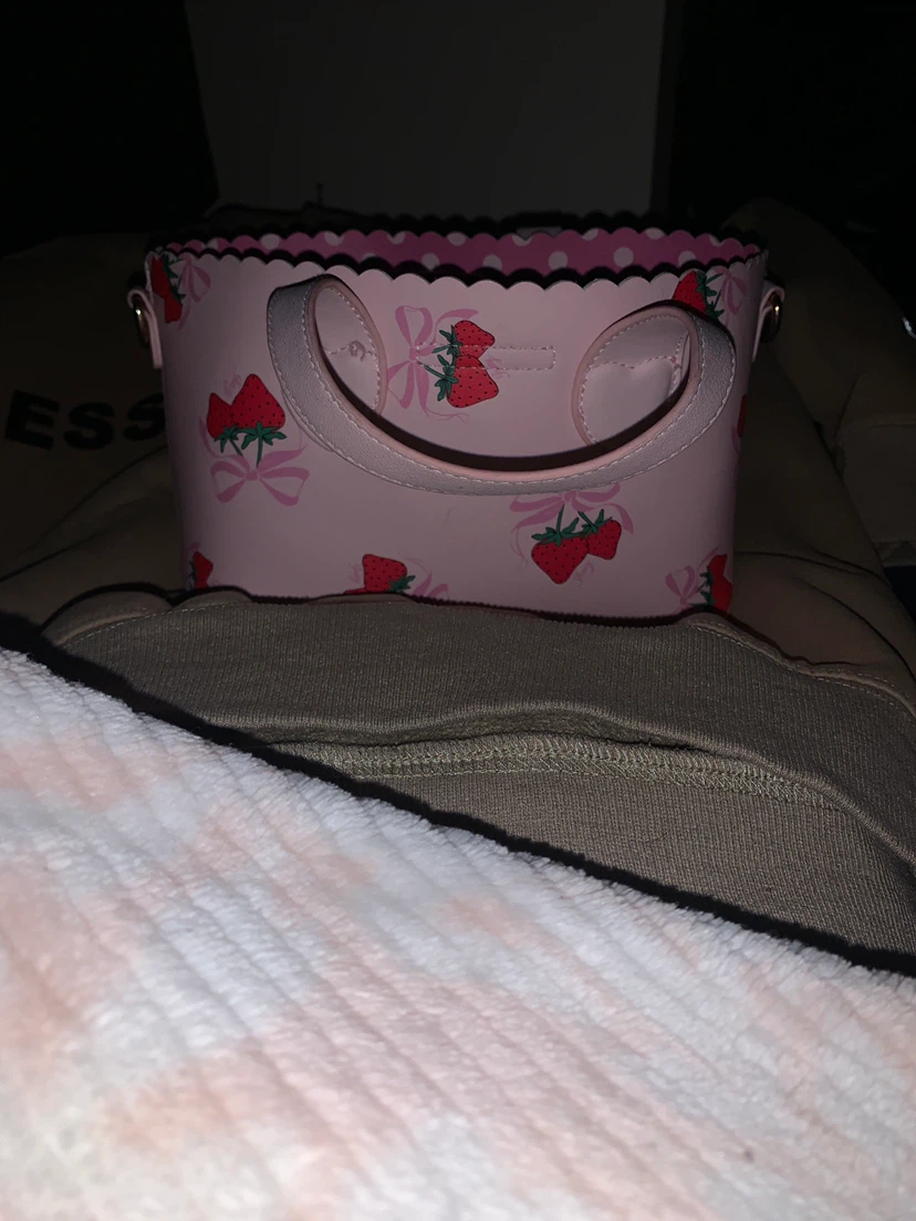 Strawberry Print Small Tote Bag