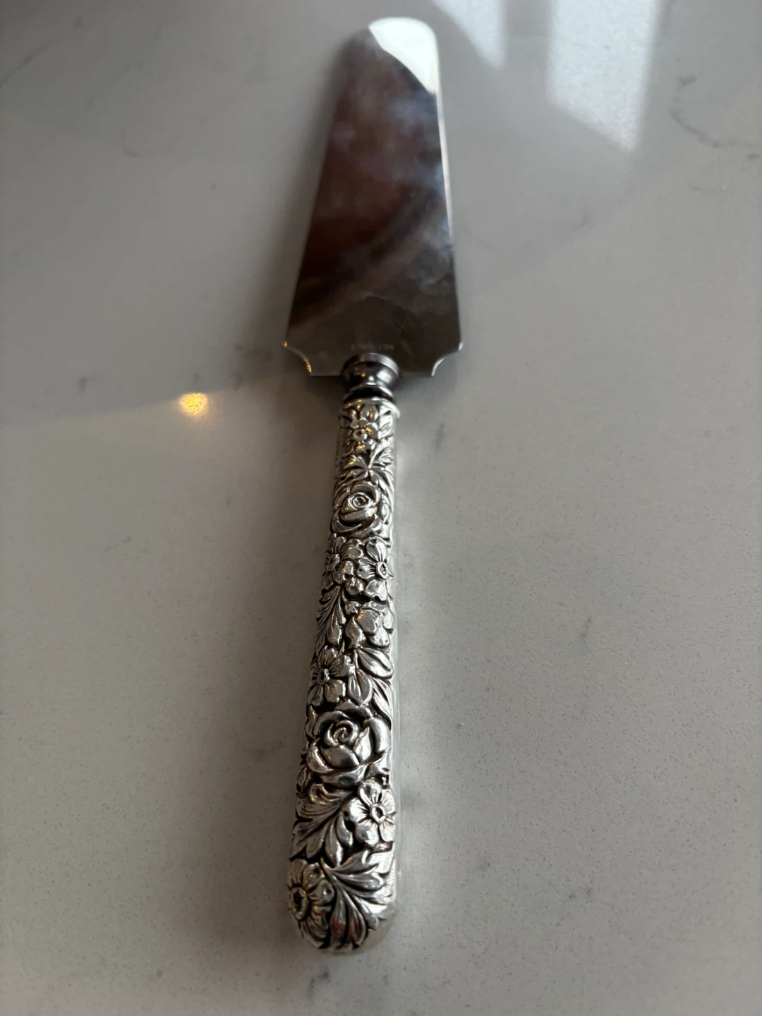 Vintage Floral Sterling Cake Server