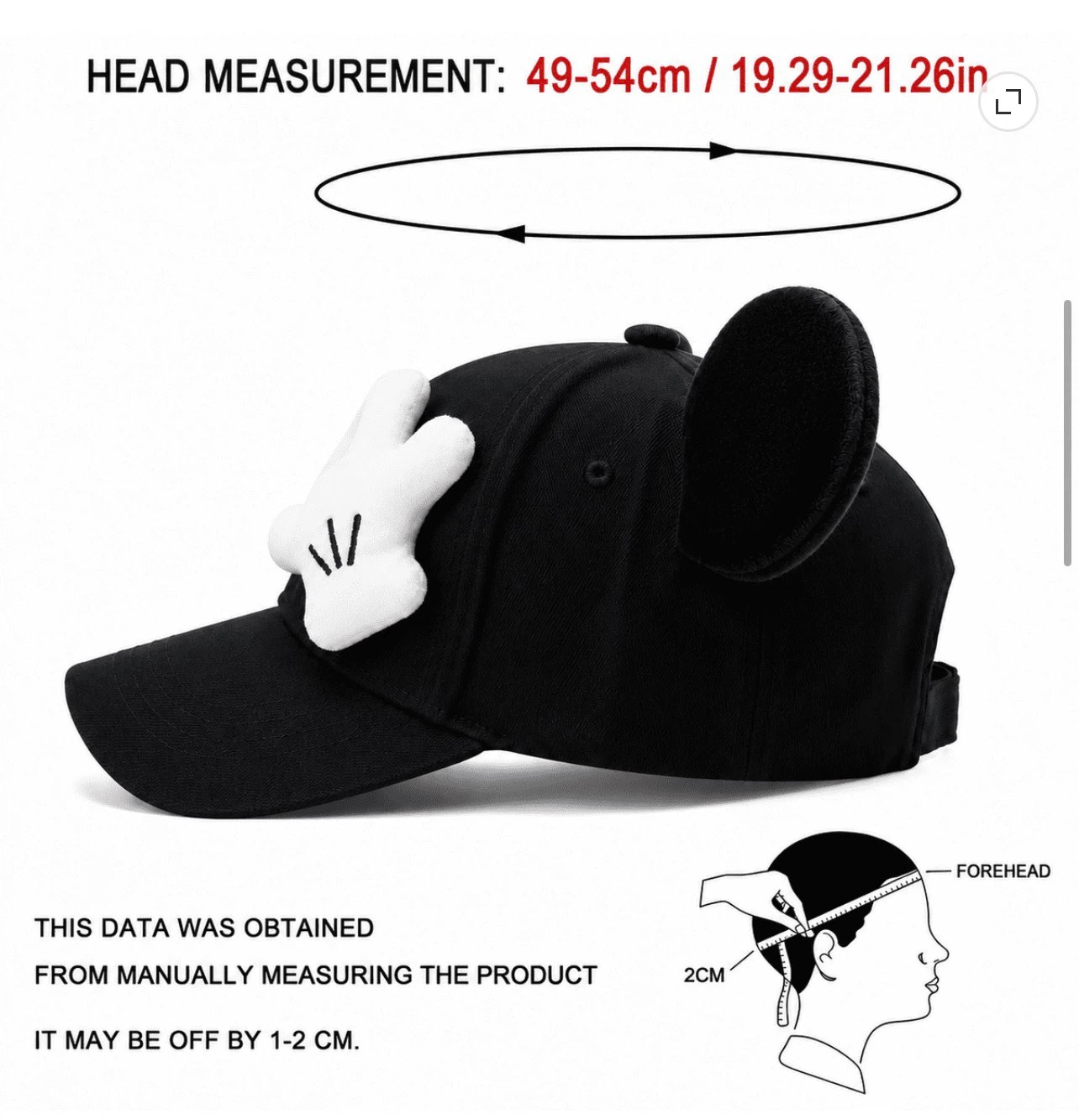 Mickey Mouse Style Cartoon Hands Baseball Cap - photo 3
