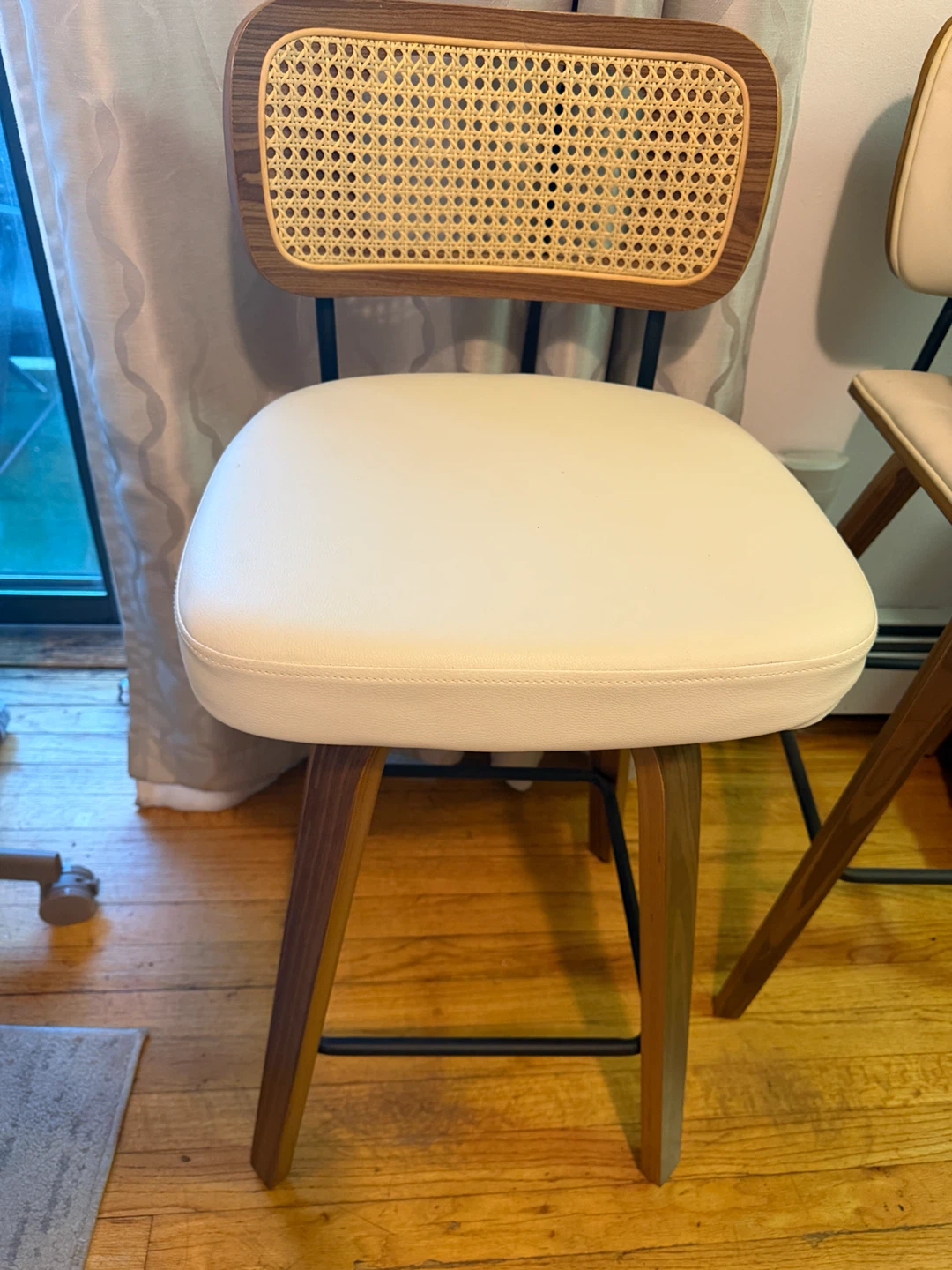 Swivel Upholstered Rattan Back Counter Stool 26” - photo 5