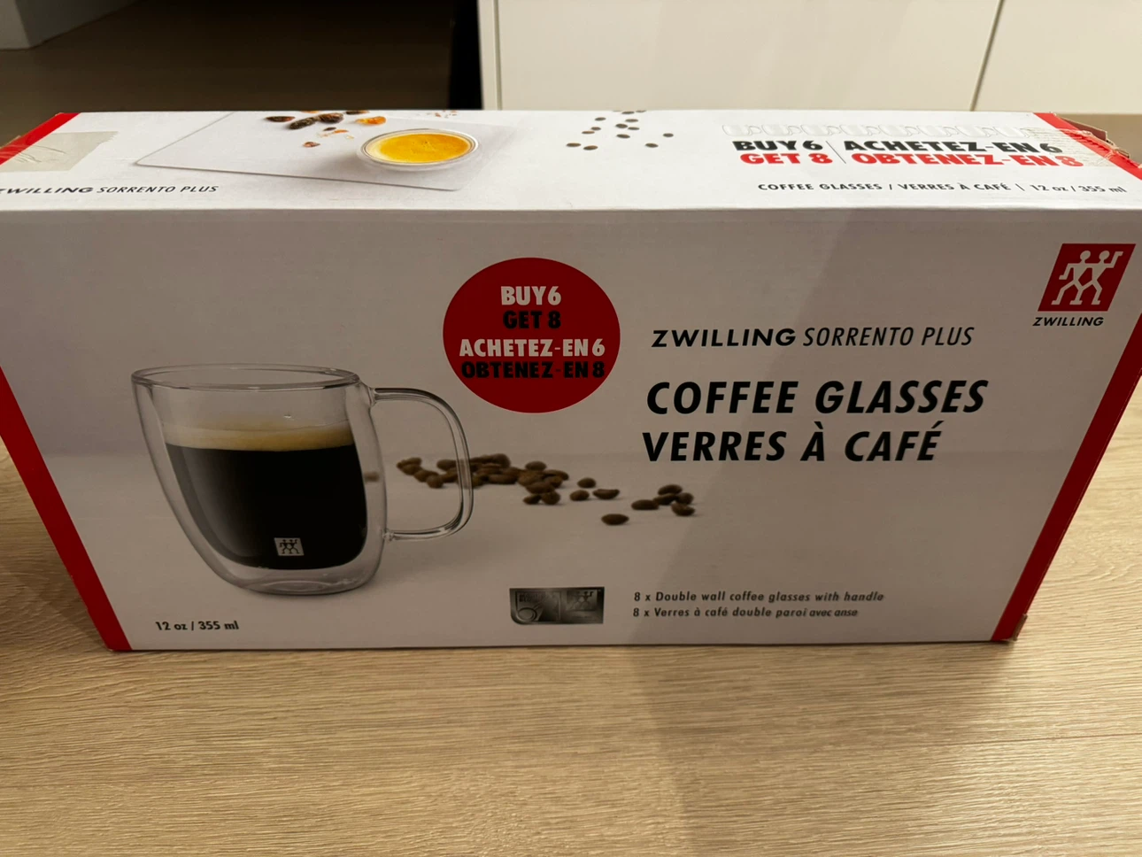 NEW-Zwilling Sorrento Plus Coffee Glasses - 8 Pack