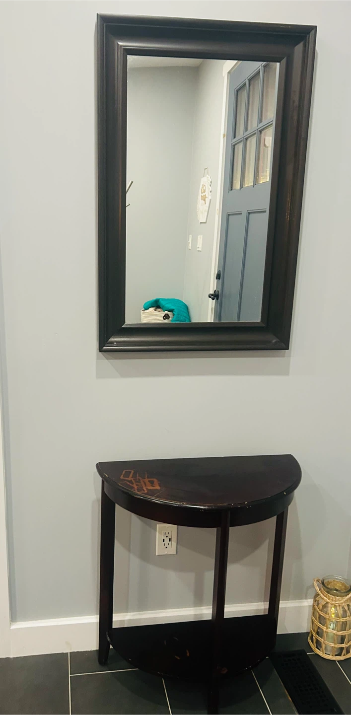 Dark Wood Half-Moon Console Table