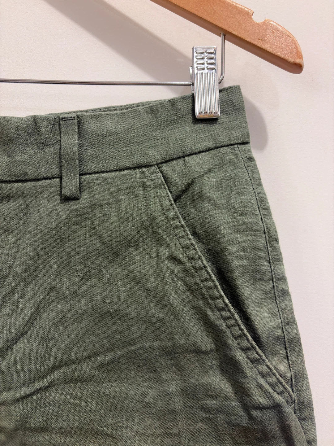 Zara Olive Green Linen Shorts - photo 2