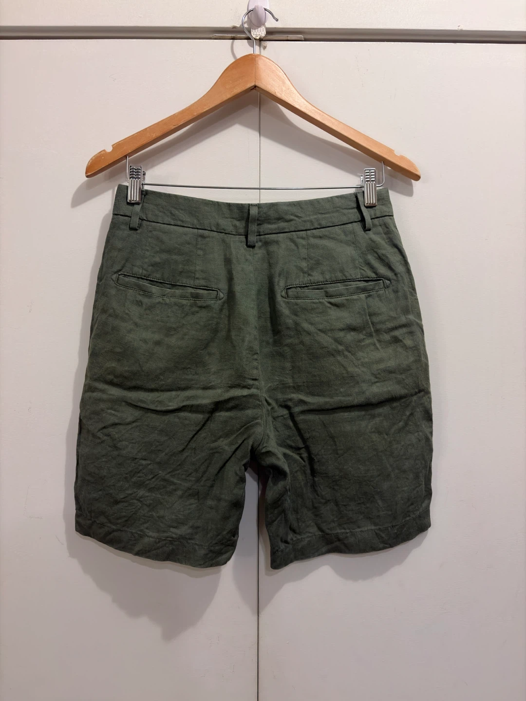 Zara Olive Green Linen Shorts - photo 3