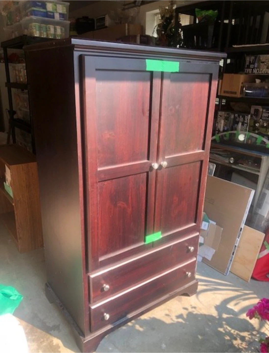 Dark Brown Wooden Armoire with Two Drawers