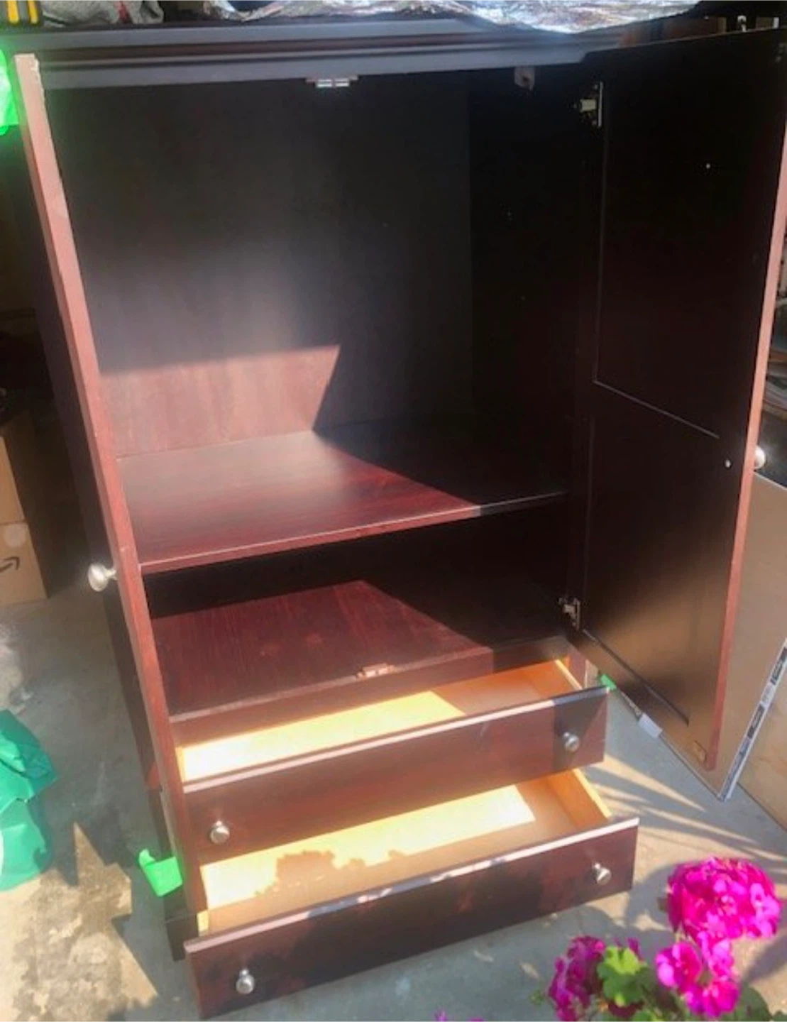 Dark Brown Wooden Armoire with Two Drawers - photo 5