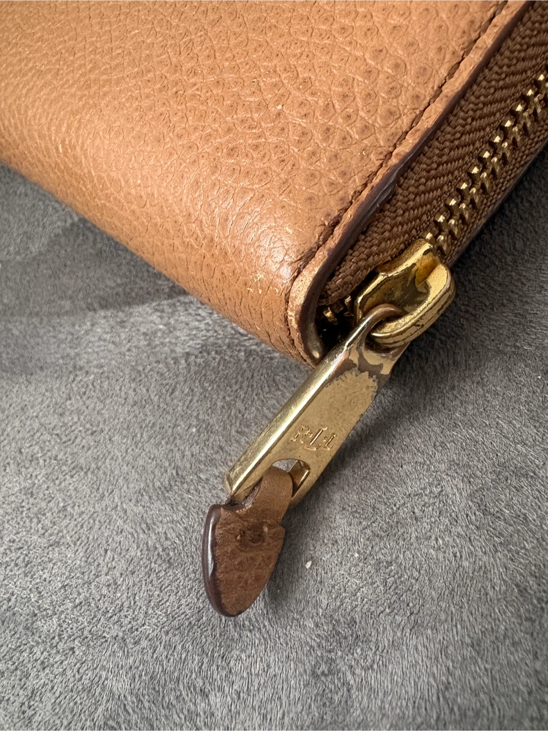 Lauren Ralph Lauren Brown Pebbled Leather Zip Wallet - photo 3