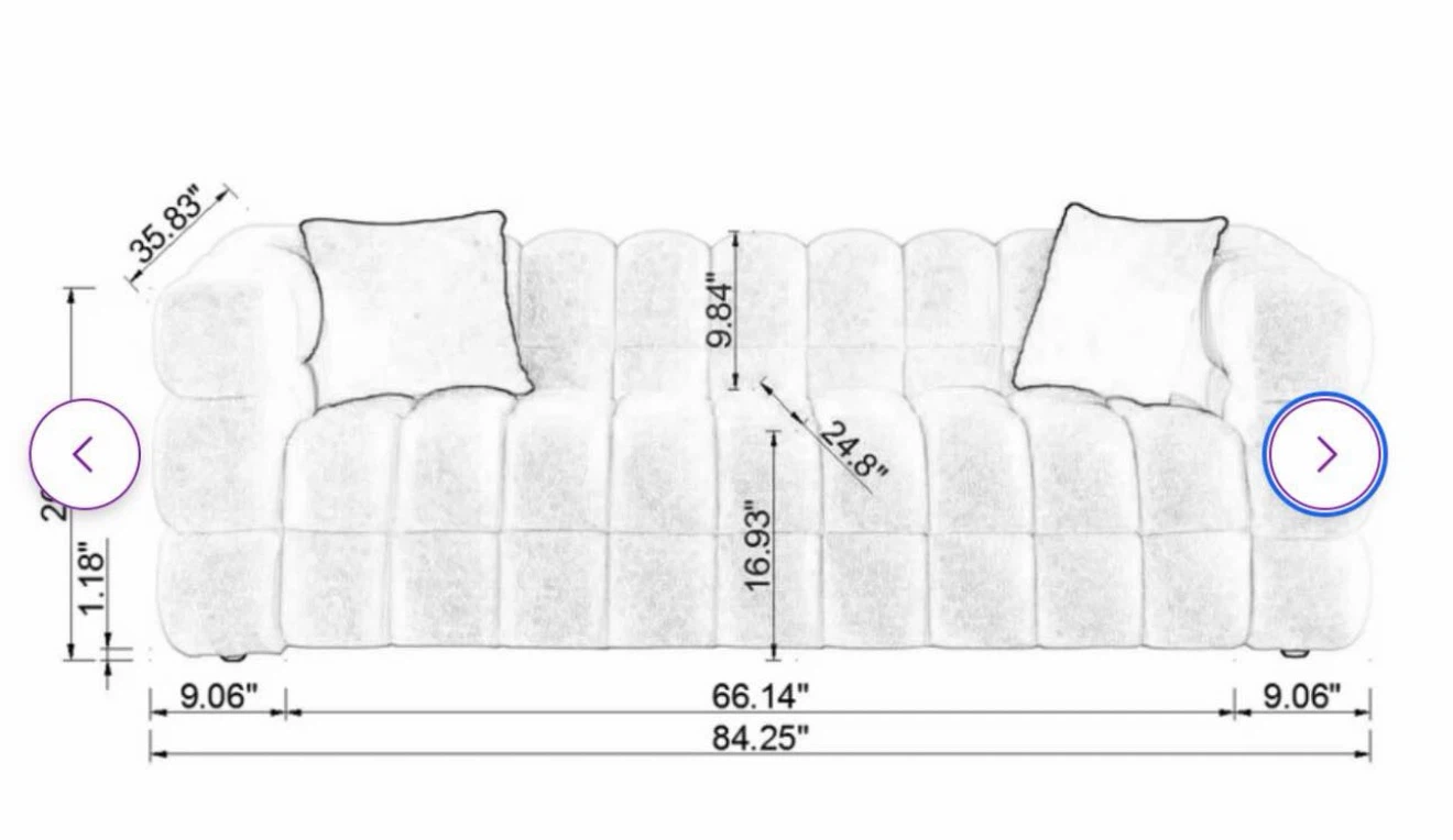 Black Boucle Sofa 84.25" - photo 3