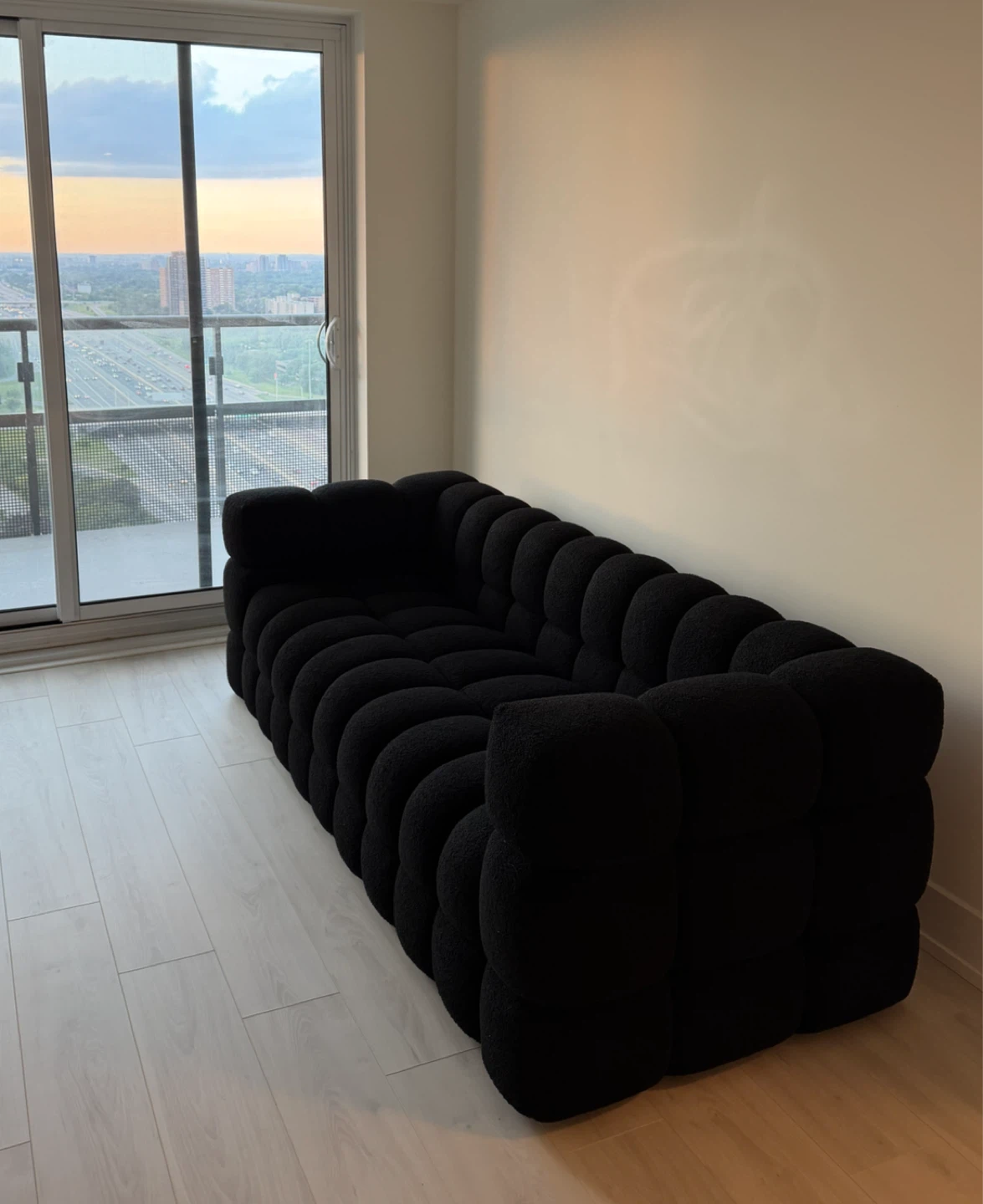 Black Boucle Sofa 84.25"