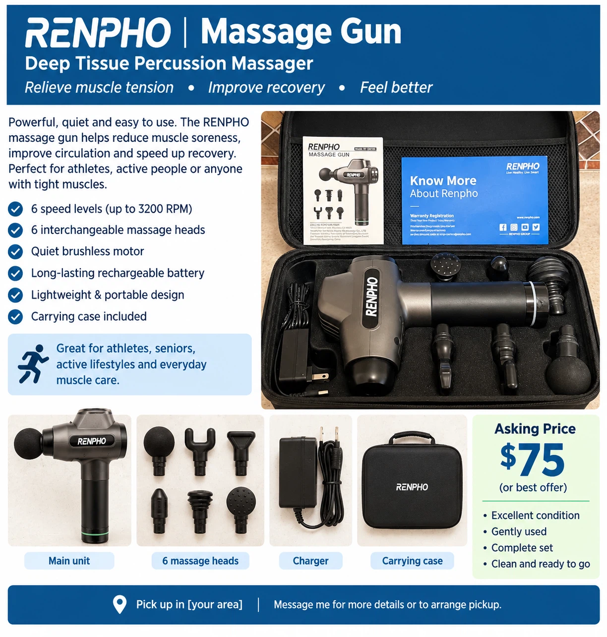 RENPHO Deep Tissue Percussion Massage Gun