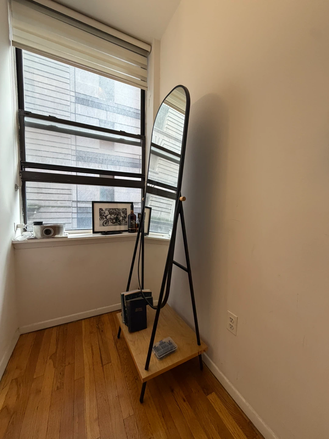 Black Standing Floor Mirror with Wood Base - photo 3