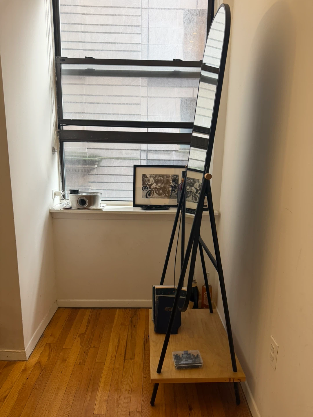 Black Standing Floor Mirror with Wood Base - photo 4