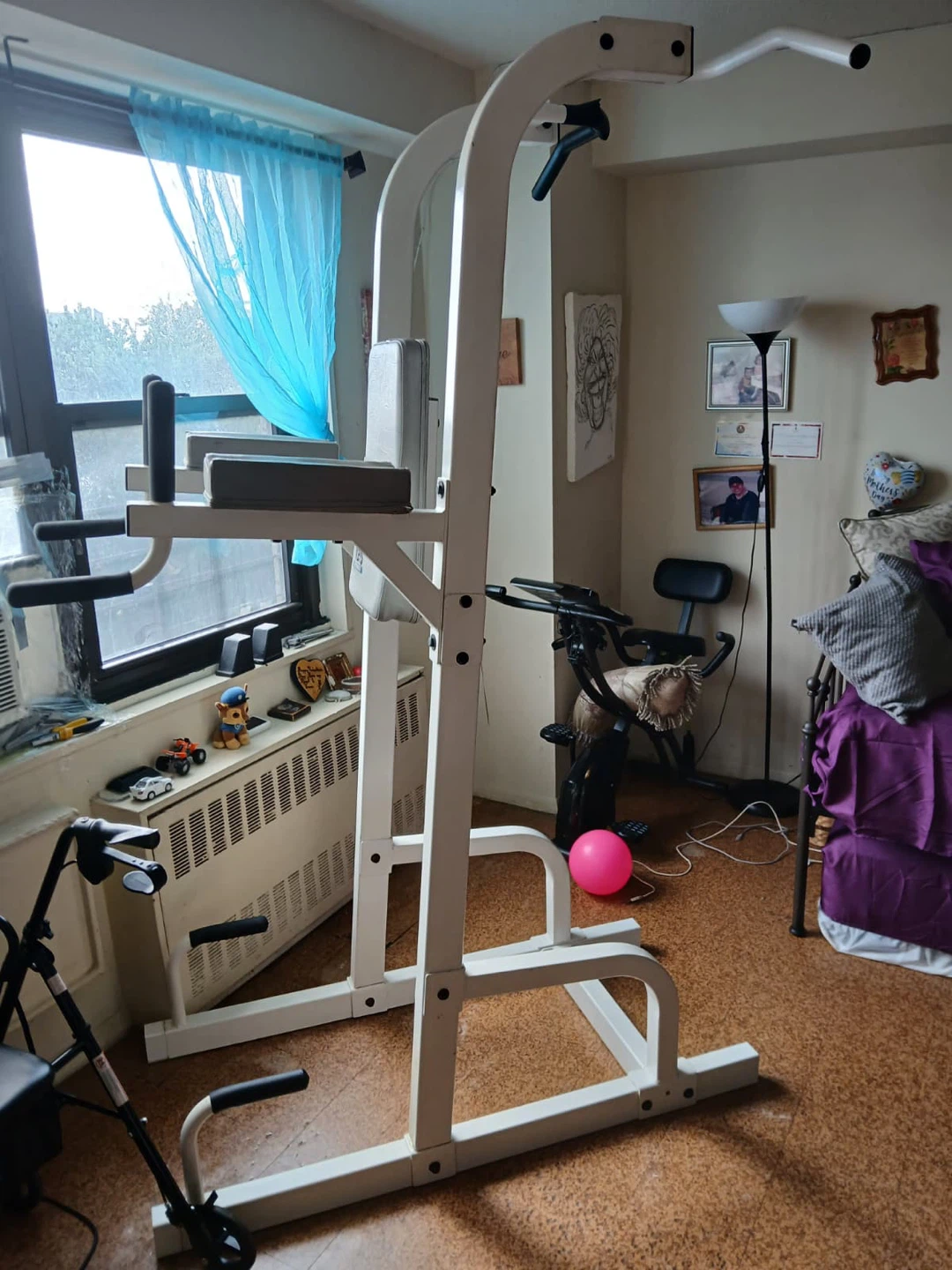White Power Tower Pull-Up Dip Station