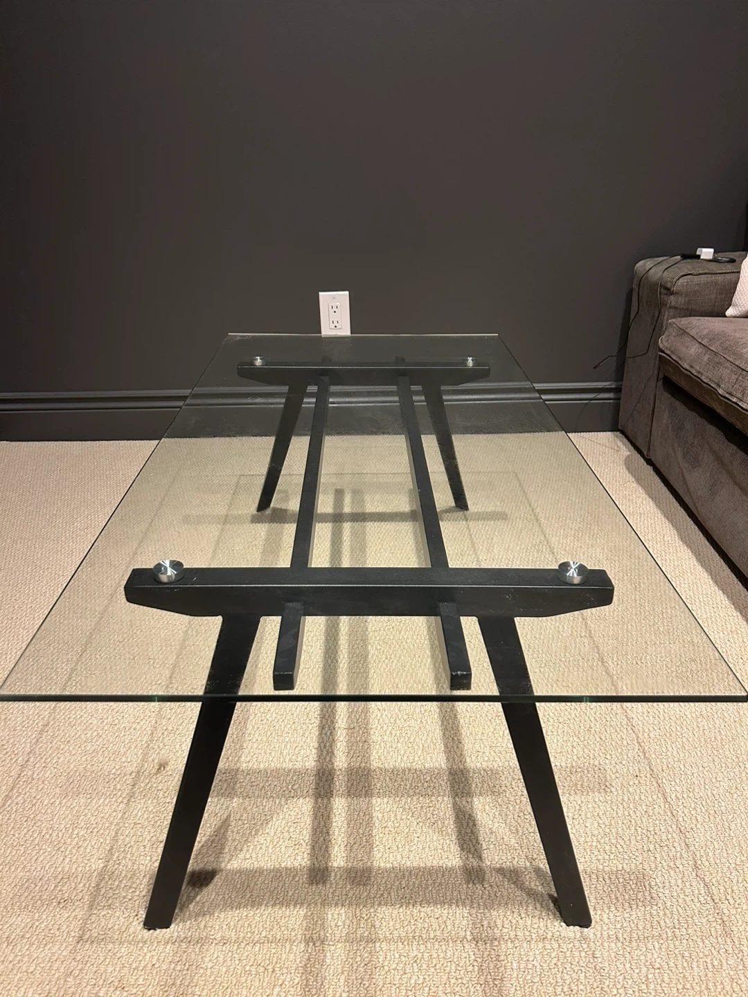 Glass Coffee Table with Black Metal Base - photo 2