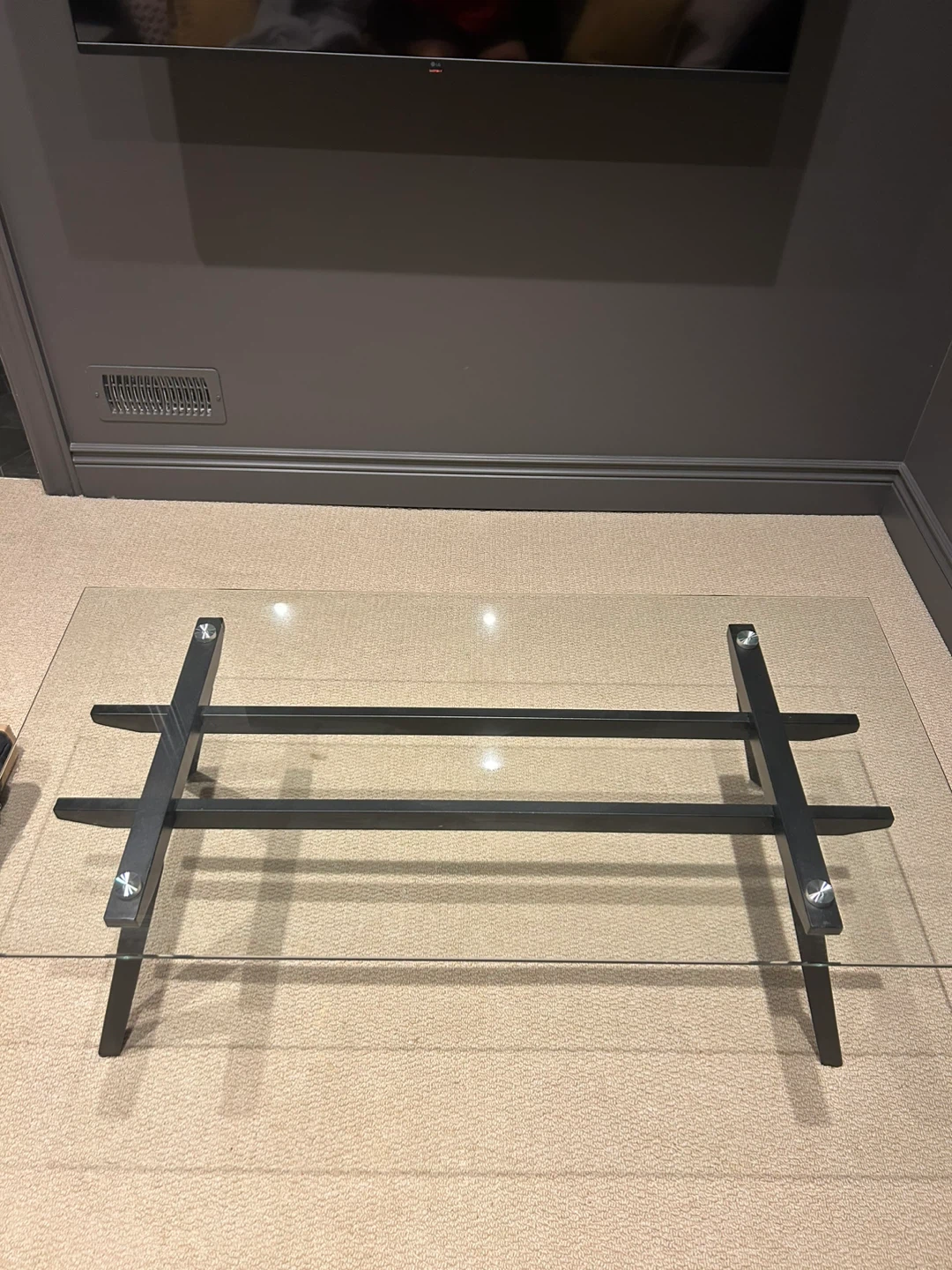 Glass Coffee Table with Black Metal Base - photo 3