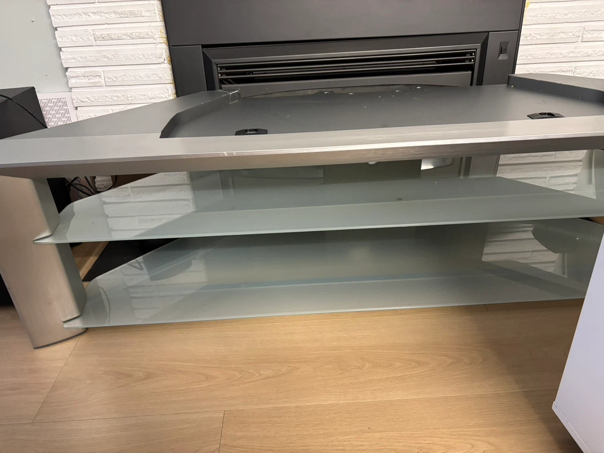Modern Corner TV Stand with Frosted Glass Shelves
