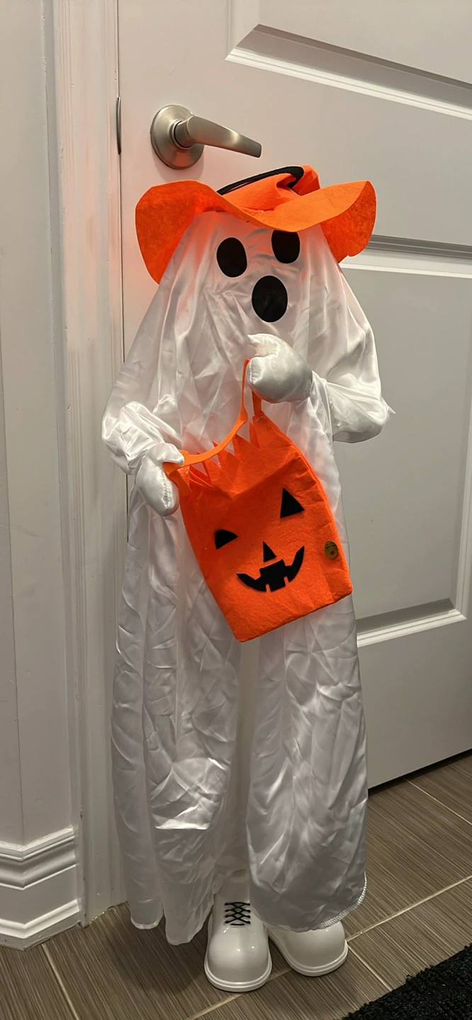 Halloween Ghost Decoration with Pumpkin Bucket