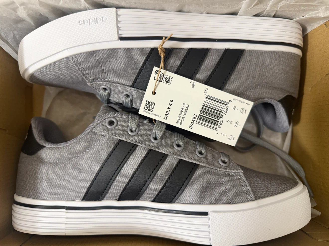 Adidas Daily 4.0 Shoes - Grey - Size 5.5 US