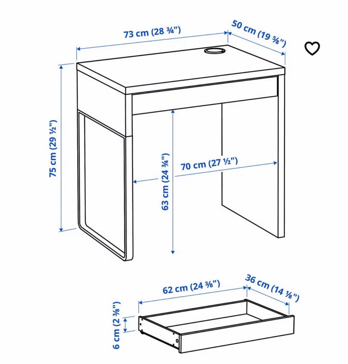 IKEA White desk with drawer - photo 3