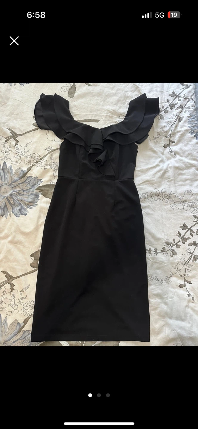 Black Ruffle Off-Shoulder Dress