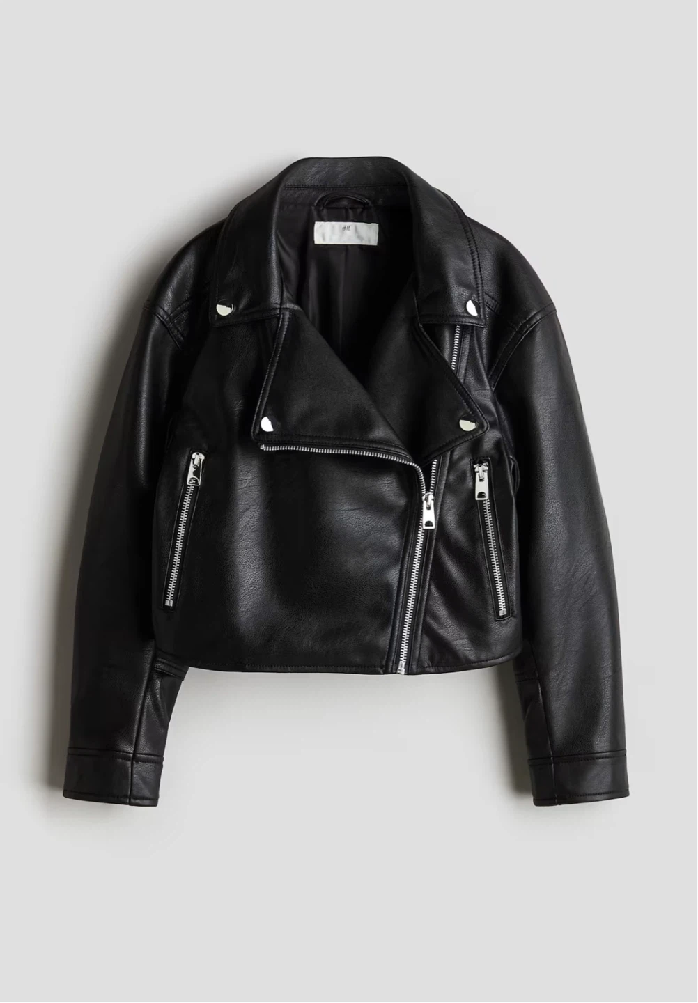 H&M Black Faux Leather Biker Jacket