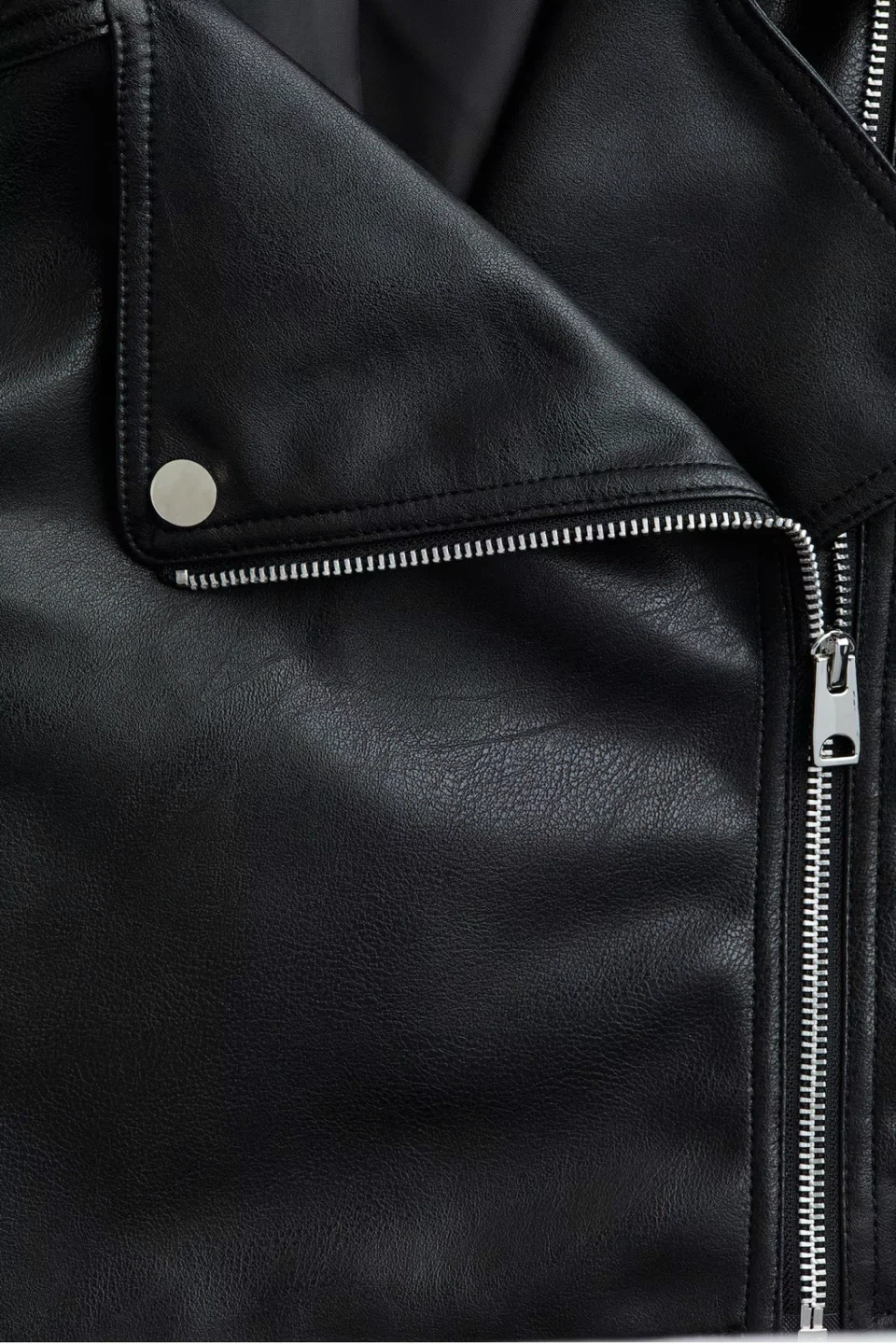 H&M Black Faux Leather Biker Jacket - photo 2