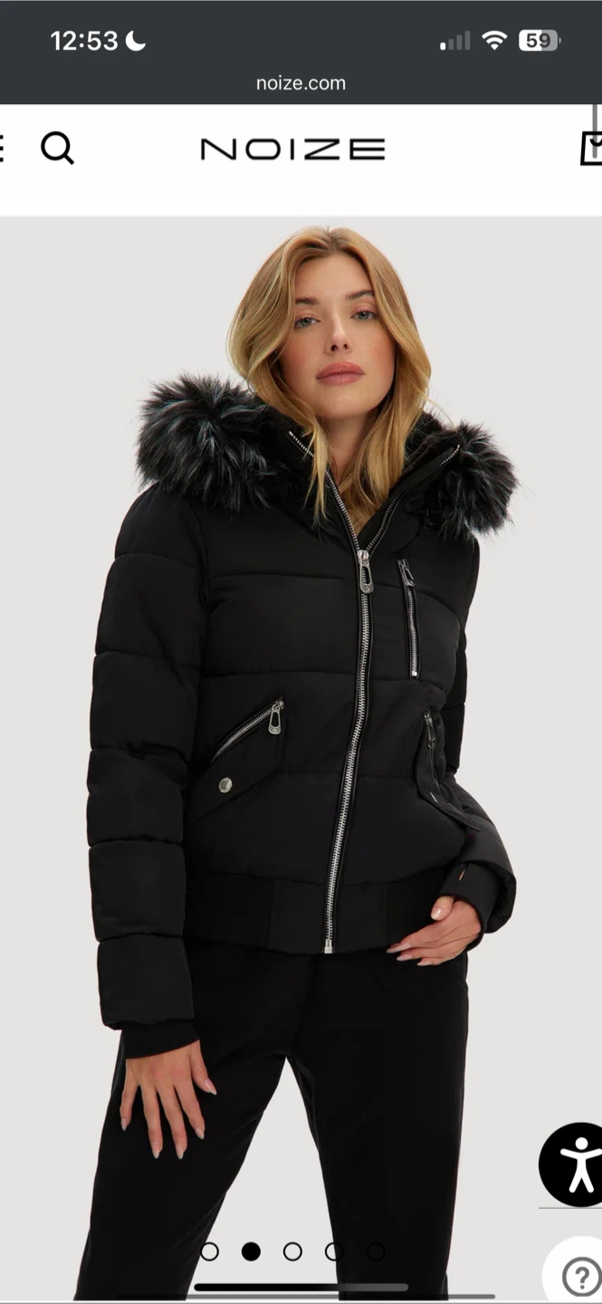 NOIZE Black Puffer Jacket with Faux Fur Hood