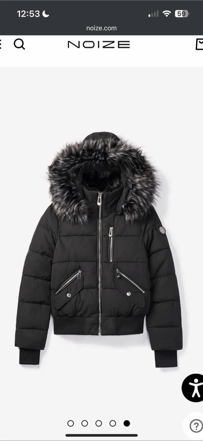 NOIZE Black Puffer Jacket with Faux Fur Hood - photo 2