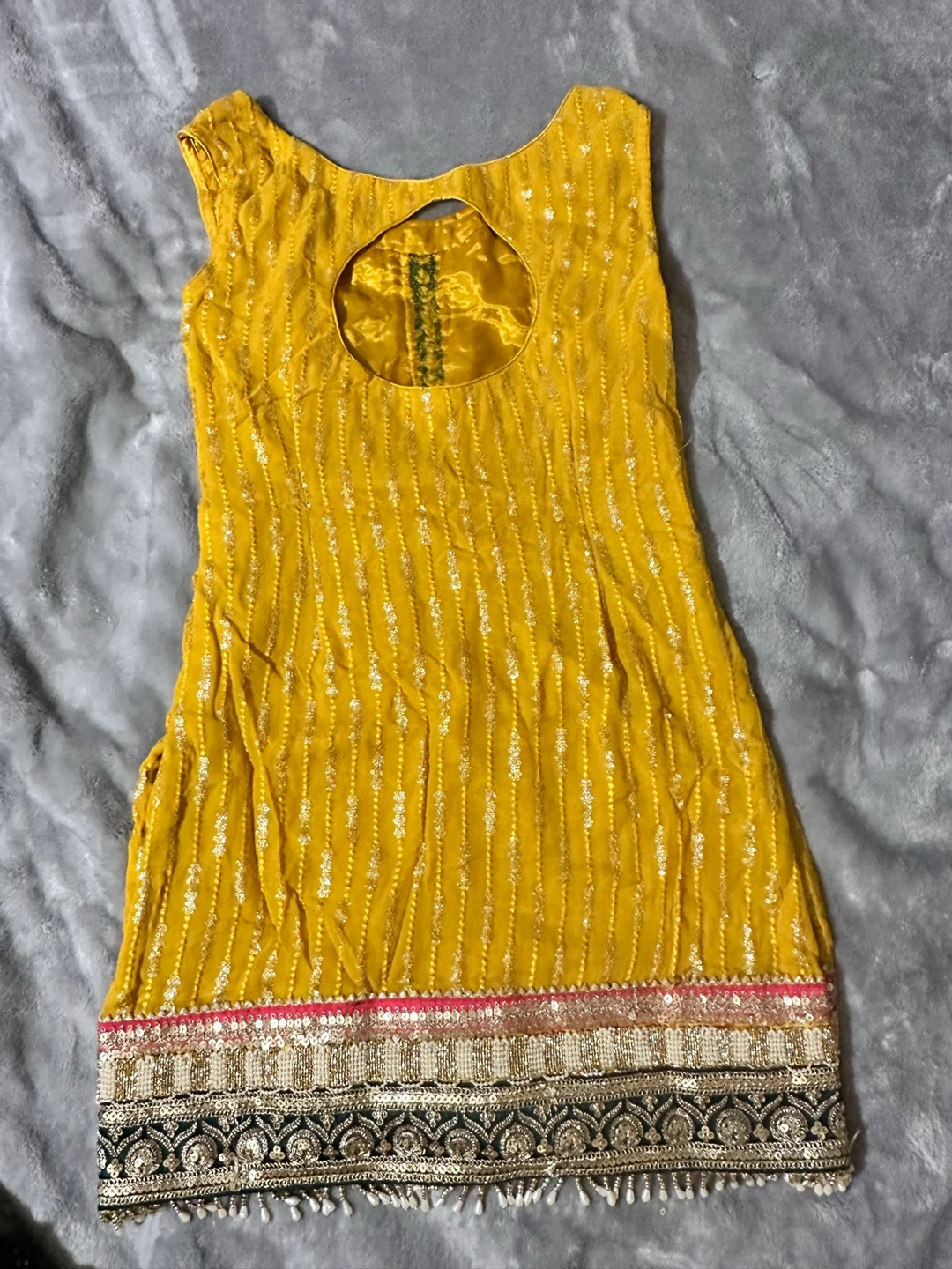 Yellow and Green Sharara Set - photo 3